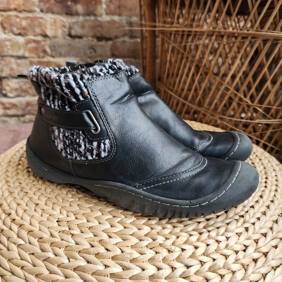 JSport Darcie Black Lined Ankle Sweater Boots - Picture 1 of 13